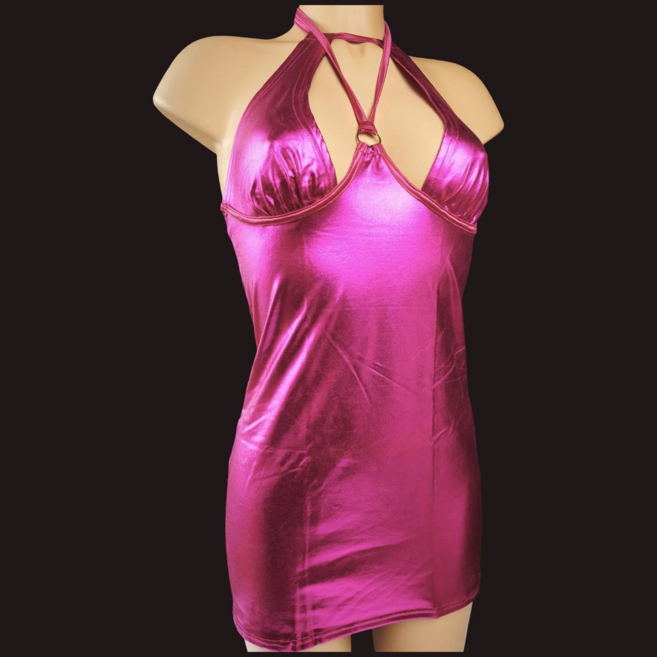 Vestido corto metálico fucsia, estilo glamour y ultra moderno ! T/ S/M 36-38 – photo 5